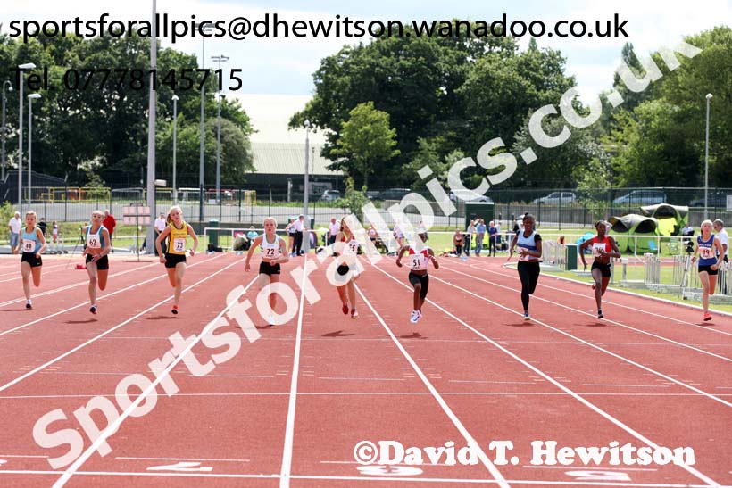 Girls under-13s 100 metres, Northern Under-13s, U-15s and 17s Championships. Photo: David T. Hewitson/Sports for All Pics
